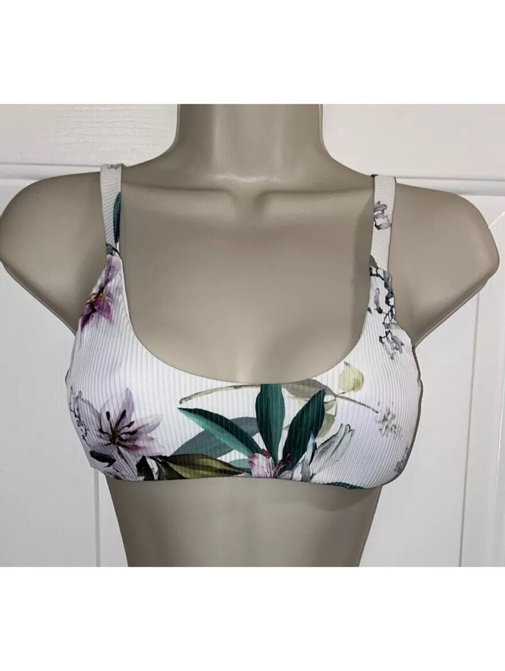 TiniBikini Swimwear Floral Ribbed Bikini Top Size Small